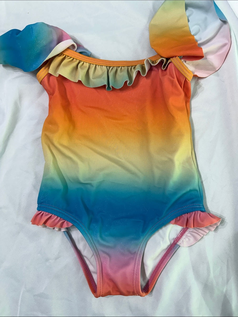 Janie and Jack Rainbow Ombre Ruffle One-Piece Swimsuit - Multicolor
